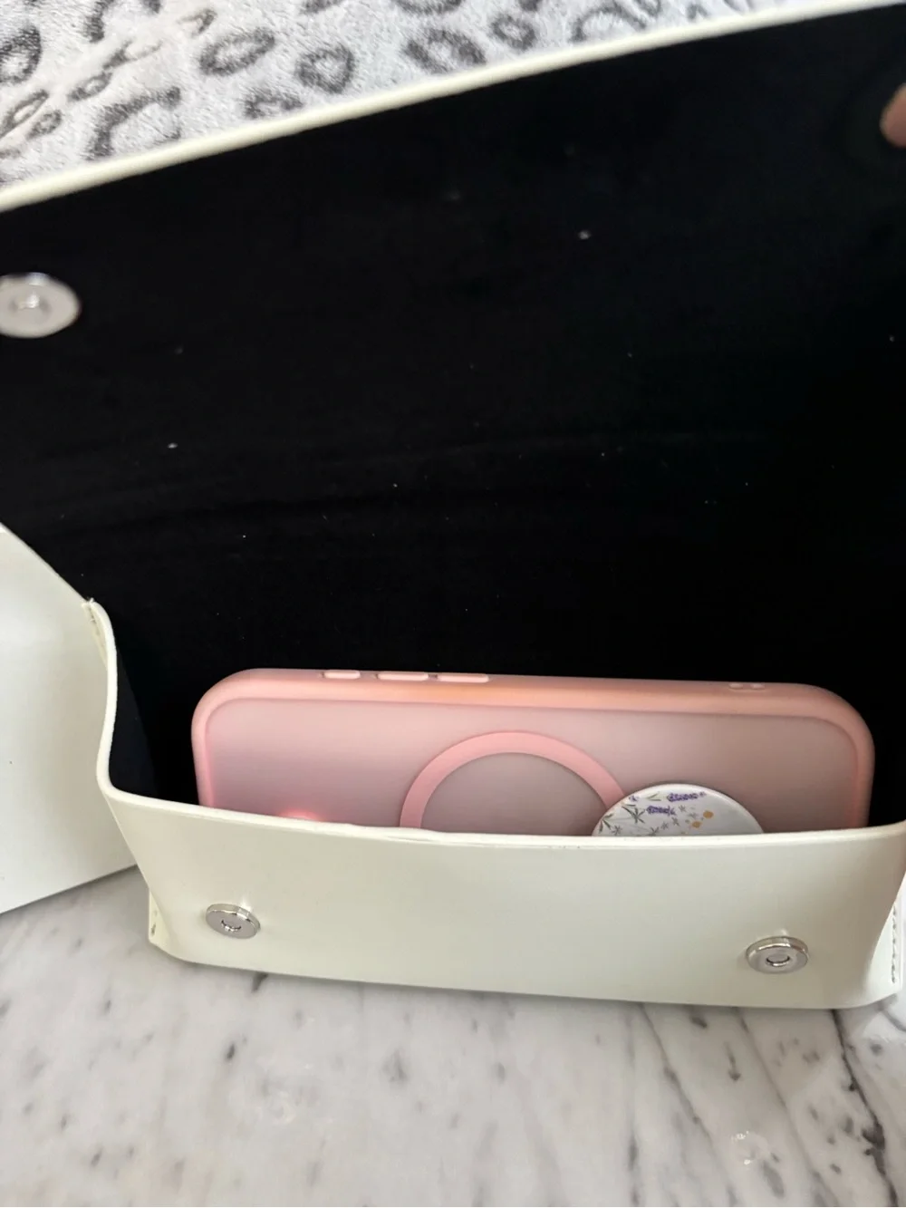 Burberry Cream Leather Fold-Over Women's Sunglasses Case